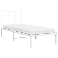 Bedframe met hoofdbord metaal wit 150x200 cm - thumbnail