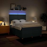Boxspring met matras stof blauw 140x190 cm - thumbnail