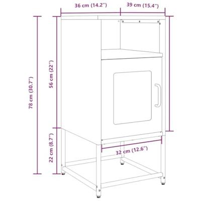 Nachtkastje 36x39x78 cm koudgewalst staal antracietkleurig