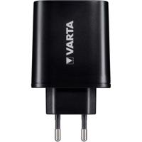 Varta 57958101401 Wall Charger inclusief USB type C-kabel, 3 USB-aansluitingen: 1x USB-type C 3.0A en 2x USB a 2,4A shared, Zwart - thumbnail