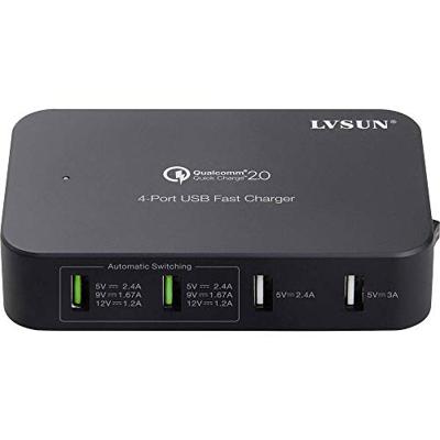 LVSUN Smart 4-Port USB-laadstation Thuis, Auto, Vrachtwagen Uitgangsstroom (max.) 10200 mA 4 x 4x USB-A Qualcomm Quick Charge 2.0