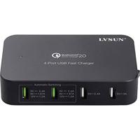LVSUN Smart 4-Port USB-laadstation Thuis, Auto, Vrachtwagen Uitgangsstroom (max.) 10200 mA 4 x 4x USB-A Qualcomm Quick Charge 2.0 - thumbnail