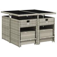 9-delige Tuinset met kussens poly rattan lichtgrijs - thumbnail
