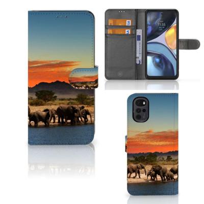 Motorola Moto G22 | Telefoonhoesje | Met pasjeshouder | Olifanten