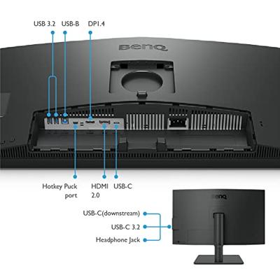 BenQ PD2706U 27 inch (68 cm) IPS HDR 4K-monitor, 99% REC709 & sRGB,95% P3, Pantone Skintone gevalideerd, Calman Geverifieerd, CAD/CAM & Animatiemodus, KVM, Auto Pivot, PIP/PBP, USB-Hub, HDMI, DP,