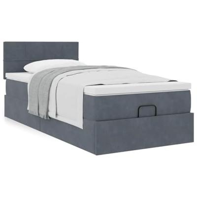 Ottoman bed met matras 80x200cm fluweel donkergrijs