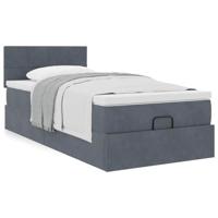 Ottoman bed met matras 80x200cm fluweel donkergrijs - thumbnail