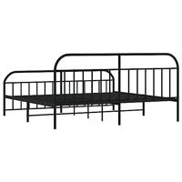 Bedframe met hoofd- en voeteneinde metaal zwart 193x203 cm - thumbnail