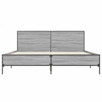 Bedframe bewerkt hout metaal grijs sonoma eiken 140x200 cm - thumbnail