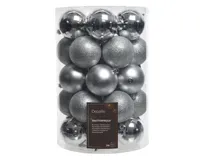 Decoris kerstballen set plastic 34st zilver 8cm - thumbnail