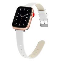 By Qubix - Leren Slim Fit bandje - Wit - Compatible met Apple Watch 44mm / 45mm / 46mm / 49mm - Compatible Apple watch bandjes - thumbnail