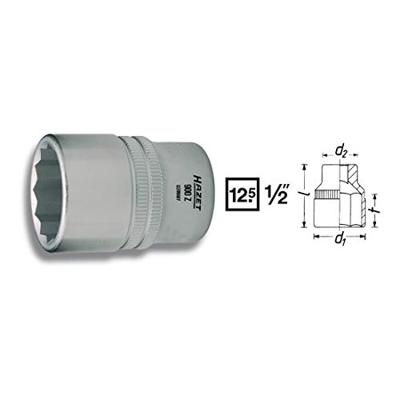 HAZET Dopsleutel 900Z-30 · 1/2 inch (12,5 mm) vierkant hol · Buitentwaalfkant tractieprofiel · SW 30 mm