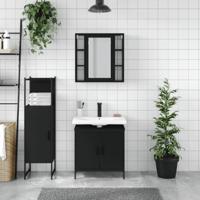 3-delige Badkamerkastenset bewerkt hout zwart - thumbnail