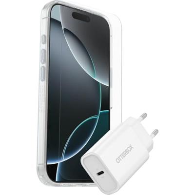 Otterbox Protection + Power KIT EU Set (hoesje + beschermglas + lader) Apple iPhone 16 Pro Transparant, Wit MagSafe compatible