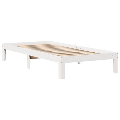 Bedframe met hoofdbord massief grenenhout wit 75x190 cm