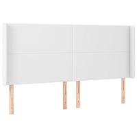 Hoofdbord met randen 203x16x118/128 cm kunstleer wit - thumbnail