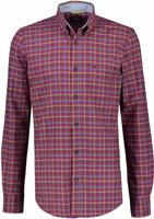 Lerros Heren Overhemd Paars Geruit Herringbone Button Down Modern Fit - thumbnail