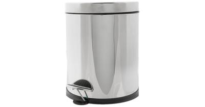 Vuilnisbak/pedaalemmer zilver 5 liter 25 cm Rvs - Pedaalemmers