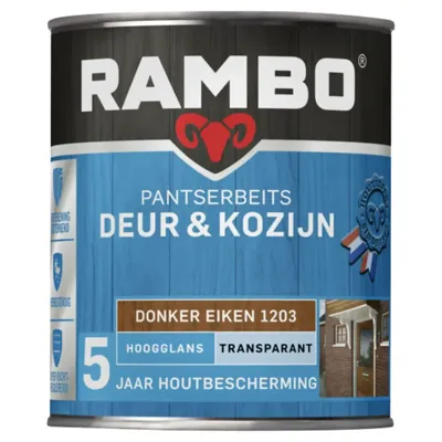 Rambo Pantserbeits Deur & Kozijn Transparant Hoogglans - Donker Eiken