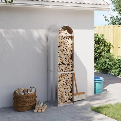 VidaXL Haardhoutopslag 40x45x170 cm gegalvaniseerd staal zilverkleurig