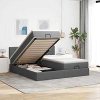 Ottoman bed met matrassen 180x200cm stof donkergrijs - thumbnail