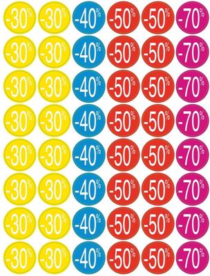 Agipa kortinglabel van -30% tot -70%, geassorteerde kleuren