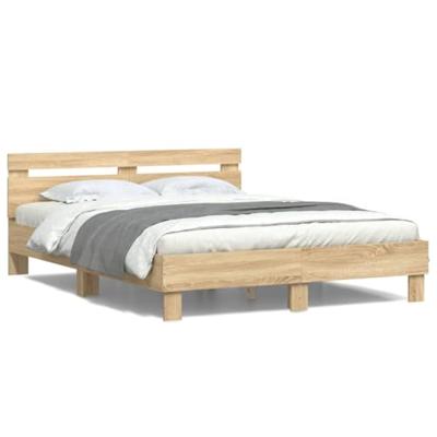 Bedframe met hoofdeinde en LED sonoma eikenkleurig 140x190 cm