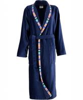 Cawö Cawö Dames Badjas met Sjaalkraag 2359 Marine 50 - thumbnail