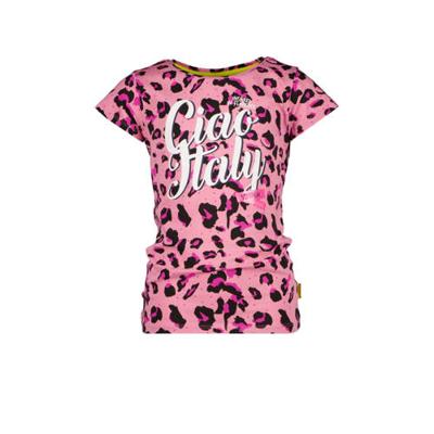 Vingino T-shirt Hilla met all over print neon roze/paars Vingino T-shirt Hilla met all over print neon roze/paars