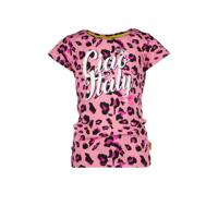 Vingino T-shirt Hilla met all over print neon roze/paars - thumbnail
