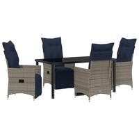 5-delige tuinset met kussens in het grijs van poly rattan - thumbnail