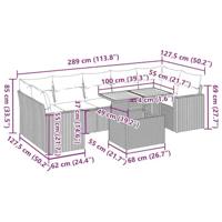 8-delige Loungeset met kussens poly rattan grijs - thumbnail