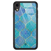 iPhone XR glazen hardcase - Geometrisch blauw - thumbnail
