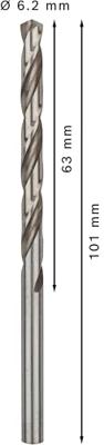 Bosch Accessories 2608595067 HSS Metaal-spiraalboor 6.2 mm Gezamenlijke lengte 101 mm Geslepen DIN 338 Cilinderschacht 10 stuk(s)