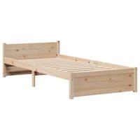 Bedframe met hoofdbord massief grenenhout 90x190 cm - thumbnail