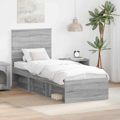Bedframe Grijs Sonoma 75 x 190 cm Massief grenenhout