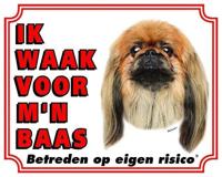 Pekingees Waakbord - Ik waak voor mijn baas Bruin - thumbnail