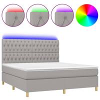 Boxspring met matras en LED stof lichtgrijs 160x200 cm - thumbnail