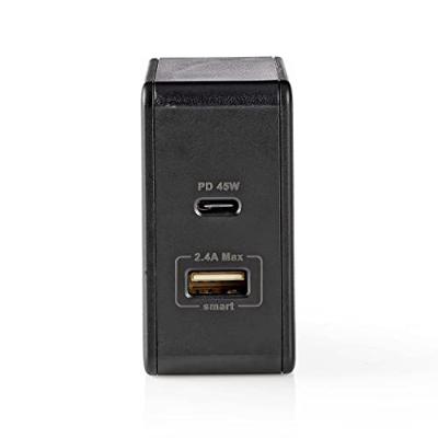 Nedis Oplader | Snellaad functie | PD3.0 45W | 1x 2.4 / 1x 3.0 A | 57 W | 1 stuks - WCPD45W100BK WCPD45W100BK - thumbnail