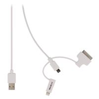 Valueline VLMP39410W1.00 Sync- en Oplaadkabel Usb 2.0 A Male - Micro B Male met Lightning-adapter en 30-pins Dock-adapter 1,00 M Wit - thumbnail