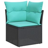6-delige Loungeset met kussens poly rattan zwart - thumbnail