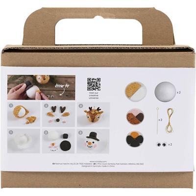 Creativ Company Mini hobbyset kerstballen, rendier en sneeuwpop, 1 doos Creativ Company Mini hobbyset kerstballen, rendier en sneeuwpop, 1 doos