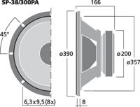 IMG STAGELINE SP-38/300PA 15 inch 38 cm Luidsprekerchassis 300 W 8 Ω - thumbnail