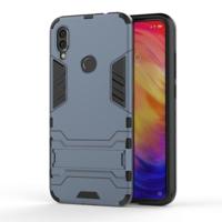 Schokbestendige PC + TPU Case voor XiaoMi RedMi Note 7 met houder (marineblauw) - thumbnail