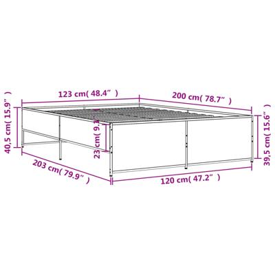 Bedframe bewerkt hout metaal zwart 120x200 cm
