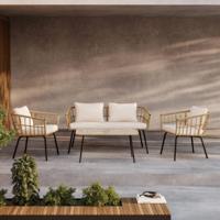 Nohr Loungeset 'Agustina' Rattan, Met bank, 2 loungestoelen en tafel - thumbnail