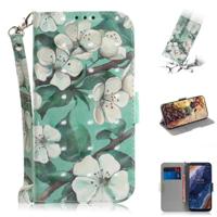 3D gekleurde tekening aquarel bloem patroon horizontale Flip lederen case voor Nokia 9 met houder & card slots & portemonnee - thumbnail