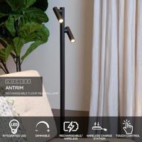 Lucide ANTRIM - Oplaadbare Leeslamp Binnen/Buiten - Accu/Batterij - LED Dimb. - 2x2,2W 2700K - IP54 - Met draadloos oplaadstation - Zwart - thumbnail