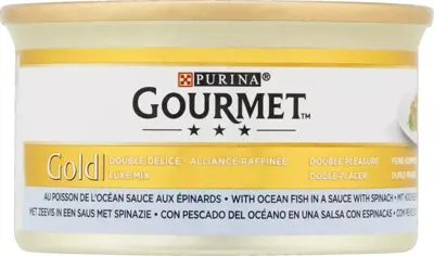 Gold luxe mix met zeevis in een saus met spinazie 85g kattenvoer Gourmet - Gourmet