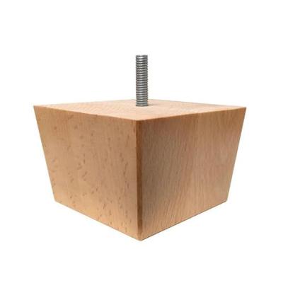 Meubelpoot vierkant 9 bij 9 cm en hoogte 6 cm van massief hout (M8)